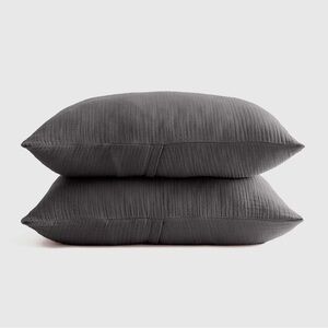 QUINCE Organic Airy Gauze Sham Set Standard Charcoal 6779